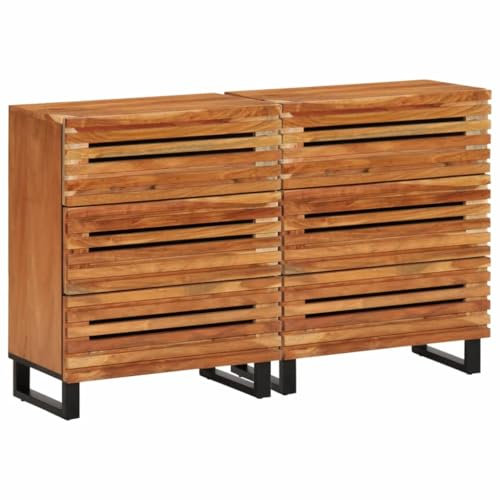 vidaXL Sideboard 2 STK., Kommode mit Stauraum, Beistellschrank für Wohnzimmer Schlafzimmer, Anrichte, Industrieller Stil, Massivholz Akazie