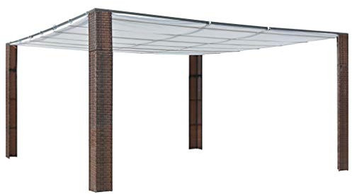 MOLVUS Outdoor Living Pavillon mit Dach Poly Rattan 400x400x200 cm Braun und Creme