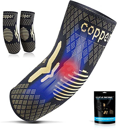 Codo de cobre para tendinitis, banda de compresión para codo, soporte de codo de tenis para mujeres y hombres, codo para golfistas, alivio del dolor articular, M
