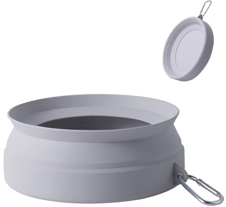 Voiture Pliant Bol en Chat/Chien, Bol en Silicone Pliable, Conception Anti-débordement sur Le Dessus du Bol, Faciles à déplier et Replier,Articles de Voyage pour Chiens et Chat (Couleur Gris Clair)