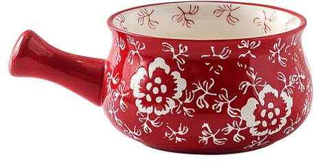 Dowbom Soup Bowl With Handle, 500ml Onion Soup Bowl, Microwave Bowl Oven Safe, (Red)