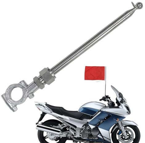 Mástil de bandera ajustable para motocicleta: mástil de bandera de montaje en manillar, construcción de acero inoxidable | Mástil de bandera de ángulo ajustable fácil de montar, accesorios de