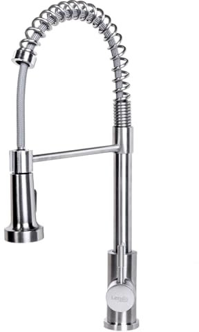 Lendo Online Küchenarmatur mit Herunterziehen Brause - 7x27x52cm - Flexibler Schlauch - Handbrause - 2 Sprühfunktionen - Mischbatterie - Wasserhahn - 360°Schwenkbar - Schwarz/Silber (Silber)