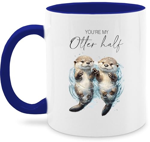 Tasse Tassen 325ml - You are my otter half I Otter Geschenk Pärchen Geschenke Valentinstag Paar Geschenk für Pärchen Weinachten I Jahrestagsgeschenk Paar Geschenke Liebe - 325 ml - Dunkelblau