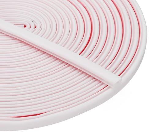 PATIKIL 39 Feet Rubber Weather Stripping Door Seal Strip, 2 Roll Self-Adhesive Door Insulation Weather Strip Soundproofing D Shape Seal for Frame Large Gap, White