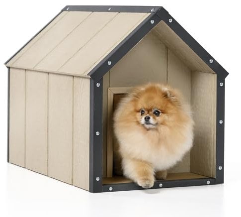LP SmartSide Hundehütte Outdoor Wetterfest - Hundehaus Holz Platten - Hundezwinger für kleine Hunderassen, 48 x 74 x H58 cm, Größe S - TIMBELA M970-1