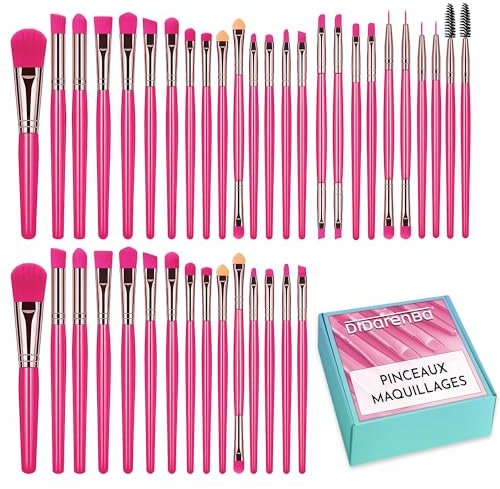 Pinceaux maquillages set 40 pieces poils de qualite pinceaux de maquillage avec correcteur pinceau ombre a paupieres pinceau maquillage Rose