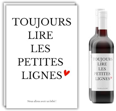 EVTI 2 Étiquettes bouteilles pour annonce grossesse, surprise grossesse originale, 2 Autocollants Cadeaux pour Bouteilles de Vin pour annonce bébé arrive