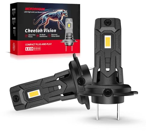 MOTORHOOK Halogen H7 Lampe Auto 55W 12V, H7 Scheinwerferlampe 6500K Weißes Licht für Abblendlicht & Fernlicht, 2 Stück