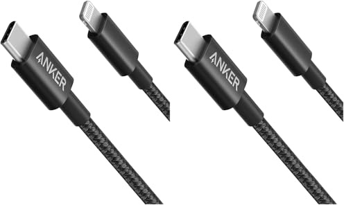 Anker Câble USB C vers Lightning, cable iphone usb c [certifié MFi] Nouveau câble de Charge Nylon pour iPhone 14 Pro/X/XS/XR/8 Plus/AirPods Pro, Prise en Charge de Power Delivery (1,8m) (Lot de 2)