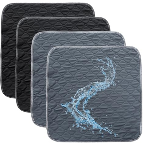 4 Stück Waschbare Inkontinenz Sitzauflage, Wasserdicht & Saugstark, Inkontinenzunterlage Waschbar 50x50 cm für Rollstuhl, Auto & Sofa
