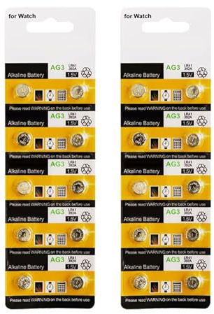 Lot de 20 piles bouton AG3 LR41 736 1,5 V pour montres, calculatrices, jouets