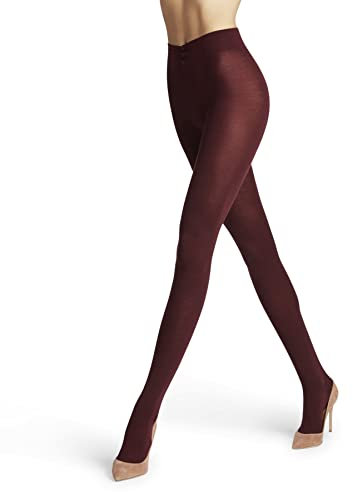 FALKE Women's Softmerino W Ti Wool Cotton Thick Plain 1 Pair Tights, Red Barolo 8596, M