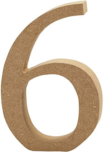 Creativ Deko-Nummer 6, MDF, 15,2 cm, MDF, 13 x 2 cm, Braun