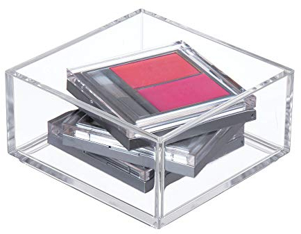 iDesign Organizador de maquillaje y cosméticos, organizador de cajones extrapequeño de plástico libre de BPA, caja apilable para baño, cocina y oficina, transparente