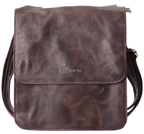 Leathario Herren Umhängetasche Leder,Schultertasche aus Echtem Leder,Herrentasche mit Großer Kapazität für Alltag Freizeit Arbeit
