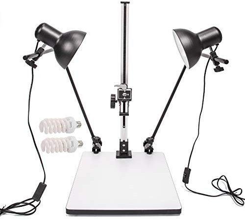 HWAMART ™ (Kopierlicht mit Glühlampen) Pro Kopierständer mit zwei Leuchtmitteln mit Glühlampen A + Schnellwechselplatte für DSLR Makroaufnahme Foto Video