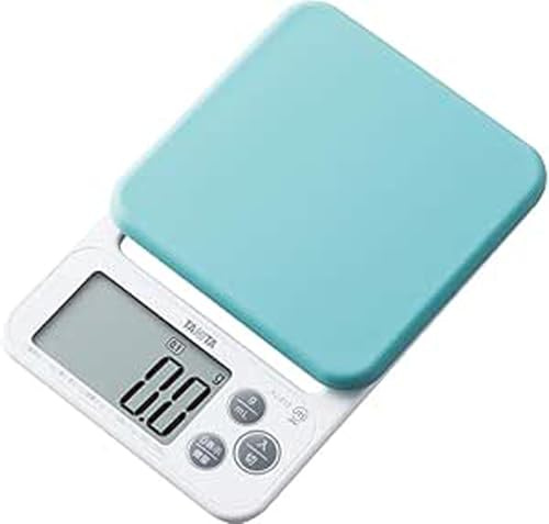 Tanita KJ-212 BL Cooking Scale with Removable and Washable Silicone Cover, Measures Up to 4.4 lbs (0.1 g) Units, Includes Hook Hole, Convenient Storage, Digital Scale, Blue