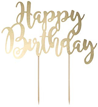 DaLoKu Cake Topper Kuchendekoration Tortenfigur Hochzeit Geburtstag Silvester, Größe: Happy Birthday Gold