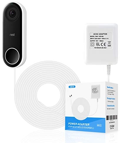 Aieve Power Supply for Nest Video Doorbell, Power Adapter 18V Transformer Charger Cable Compatible with Nest,Arlo,Eufy,Wyze and most 18V Video Doorbell (5m/16ft)