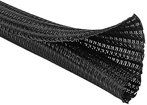 JOTO 8M Kabelschlauch Selbstschließend Kabelkanal Zuschneidbar Kabelschutz Gewebt Kabelmantel Cable Organizer, Bissfest für Katze Hund, Kabelmanagement für Computer,TV,Büro,Schreibtisch –Schwarz