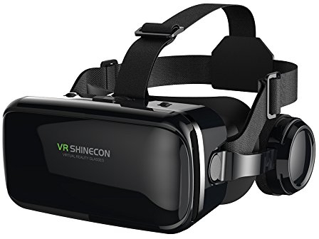 FIYAPOO 3D VR Gafas de Realidad Virtual, Visión Panorámico 360 Grado Película 3D Juego Immersivo para Móviles 4.7-6.6 Pulgada (con Auriculares)