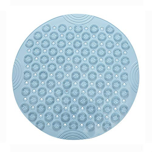 Tapis de douche rond AIKENR en PVC - Tapis de bain antidérapant - Avec ventouses et trous de drainage