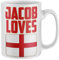 Custom *Your Name* Loves England Mug - Personalised Birthday English Football Rugby Gifts for Him - St Georges Day Flag Coffee Cup Home & Kitchen, White, One Size