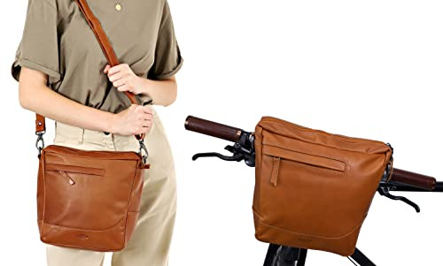Gusti Lenkertasche Leder- Bernhard K. Fahrradtasche inkl. Platte Umhängetasche & Lenkertasche Ledertasche Braun Leder