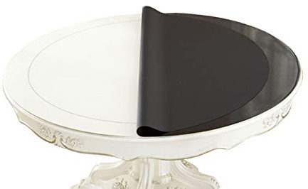CIEEIN CIEHT PVC Tischdecke Tischmatte Tischfolie Schutzfolie Schreibtisch Tischfoli Tischschutz Matte Rund Waterproof Durable Schwarz 90CM