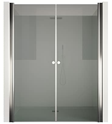 Nischendusche Grau 195 cm x 125-130 cm x 6 mm | ESG | Nano | Duschtür