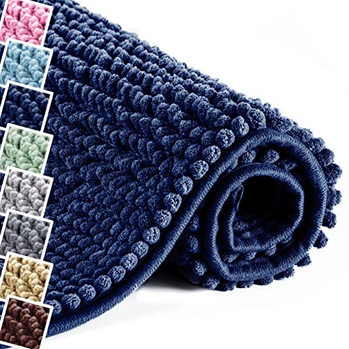 BELF1 PERSIANO | Tappeto Bagno Antiscivolo Morbido Assorbente Tappetino Doccia Antiscivolo Antimuffa Ciniglia Moderno Tappeto Lavabile In Lavatrice E Asciugatrice (Blu Reale, 60x90 cm)