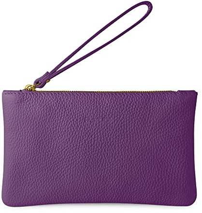 Parubi, Pochette Donna a Mano, In Vera Pelle Morbida, Made in Italy, Modello Aura, Borsetta Piccola Clutch con Laccetto da Polso Per Donna Ragazza Elegante, Viola