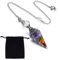 SUNNYCLUE 7 Chakra Pendel Set Chakra Pendel Heilkristall Edelstein Heilpendel Halskette Mit Karabinerverschlüssen Und Samtstoffbeuteln Für Reiki Heilung, Die Spirituelle Punkt Pendel Halskette Ausglei
