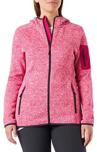 CMP - Damen-Knit-Tech-Jacke mit fester Kapuze, Fuchsia-Weiß-Titan, D40