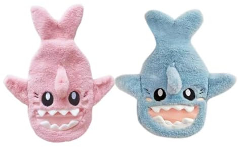 Shark Hot Water Bottle, Hands Warmer Bag (1pc Blue Shark + 1pc Pink Shark)
