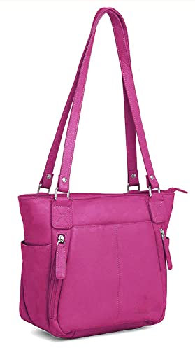Designer Genuine Real Nappa Leather Handmade Women Ladies Travel Satchel Everyday Crossover Cross body Work iPad Shoulder Handbag Bag (Pink)