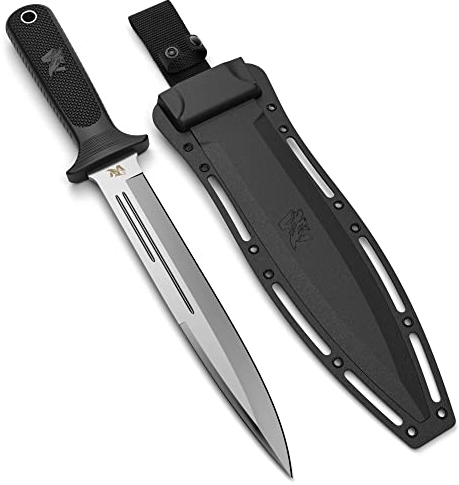 ODENWOLF W Catcher - Großes Jagdmesser aus D2-Stahl - Feststehendes Scheide - Einschneidiges Schwert mit TPE-Griff - Full Tang Survival Messer für Outdoor Aktivitäten