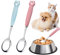 Cosysparks Katzen löffel lang, 2Pcs Edelstahl haustier futter löffel pet can löffel Langer Griff futterlöffel für haustiere für Nassfutter (Rosa und blau)