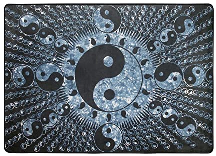 Ying Yang Teppich mit Diagramm-Druck, 203,2 x 147,3 cm, modern, rutschfest, für Wohnzimmer, Schlafzimmer