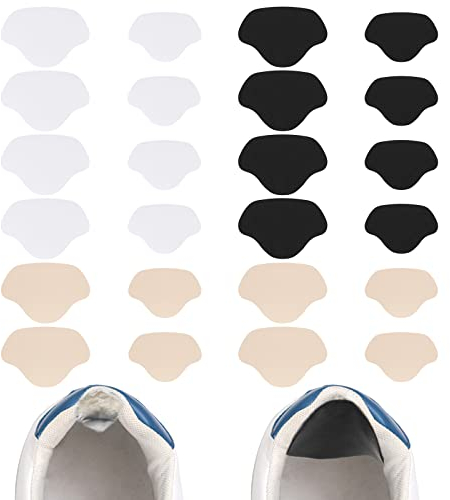 12 Paar Fersenschutz für Schuhe, Zwei Größen Schuh Fersen Reparatur Patch Fersenpolster Sneaker Selbstklebende Schuh Innen Ferse Reparieren für Leder- oder Sportschuhe(schwarz, weiß,Khaki)
