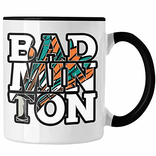Trendation - Badminton-Tasse Geschenk für Badminton-Spieler Badminton-Trainer (Schwarz)
