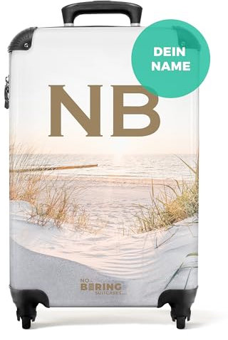NoBoringSuitcases.com® Koffer personalisiert, Handgepäck Koffer - 55x40x20cm Handgepäck Trolley, Koffer Klein - Handgepäckkoffer - Dünen mit Meer - Leicht - Koffer mit Namen Initialen