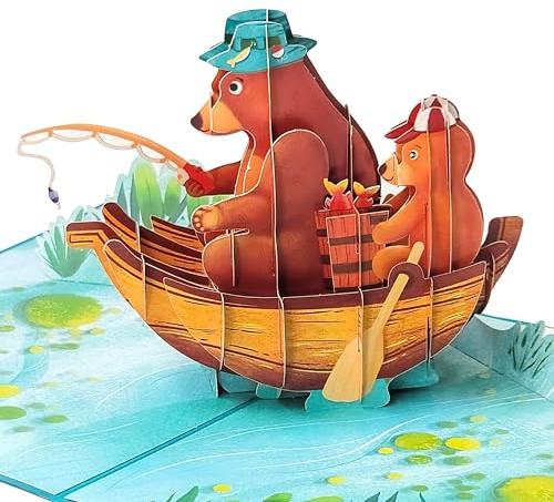 Magic Moments® Fischerspaß Pop Up Karte - Lustige 3D Geburtstagskarte für Vater, Junge zum Geburtstag, Vatertag - Gutschein zum Angeln - Glückwunschkarte zum Ruhestand