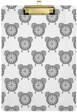 Graues Uhr-Klemmbrett aus Acryl mit Metallclip, Kunststoff-Klemmbrett, A4, Briefgröße, 31,8 x 22,9 cm, für Kinder, Arzt, Krankenschwester, Büro, Klassenzimmer, Hausaufgaben