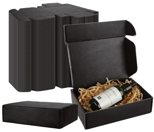 AHAQU 50 scatole postali di cartone da 15 x 10 x 4 cm, piccole scatole di spedizione nere, scatole per pacchi ondulate per piccole imprese, confezioni regalo, spedizione, spedizione