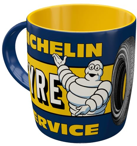 Nostalgic-Art Taza de café, 330 ml, Michelin – Tyre Service – Idea de regalo para amantes del motor, taza de cerámica, diseño vintage