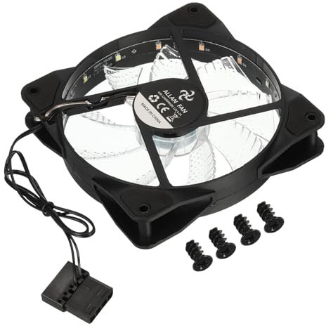 sourcing map Computer Case Fan 600-1200RPM 120mm 4 Pin White LED Silent Cooling Fan 15 LED 12V for Desktop Computer Radiators with Rubber Pads 4 Screws