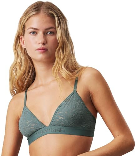 Calvin Klein Women’s Unlined Triangle Stretch Bralette, Grey (Blue Performance), XL