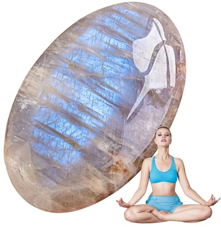 Maciun Mondstein-Palmstein, Handschmeichler, Mehrzweck, glatt, handgefertigt, eleganter Regenbogen-Mondstein-Edelstein für Druck-, Stressabbau, Meditation